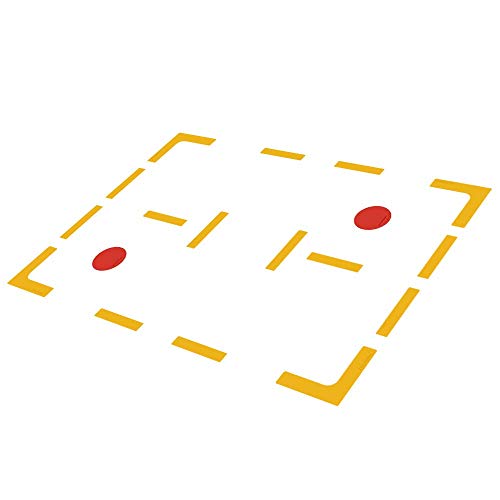 Eco Walker Pickleball Court Marker Kit - 18-Piece Throw-Down Court Lines, Corners & Spot Markers + Carry Bag, Create Your Own Mini Pickleball, Tennis & Badminton Court, Non-Slip (Yellow)