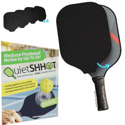 Quietshhot Mutes The Noise - Not The Game - Increase Spin Pickleball Paddle Sound Reducer - Pickleball Noise Reducer Quiet Pickleball Paddle Standard/Hybrid Paddle Size 10.5" x 7.6" - 4 Pads