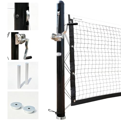 KEXORAVON In-Ground Pickleball Net Post System with Ground Sleeves (Black)