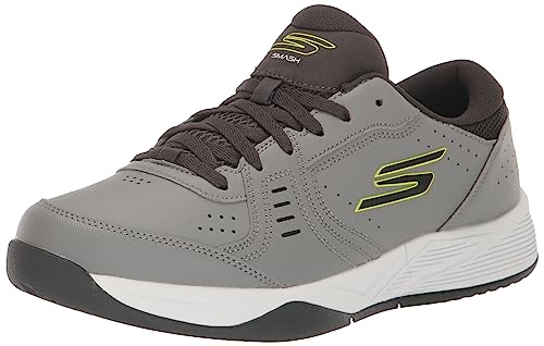 Skechers Men's Viper Court Smash Pickleball Sneaker, Grey/Lime, 12