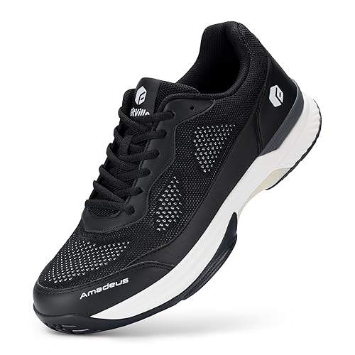 FitVille Extra Wide Pickleball Shoes for Men Tennis Shoes Sneakers for Court Athletic Shoes with Arch Support & Wide Toe Box (8 X-Wide, Black)