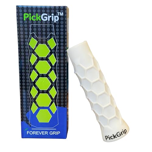 PickGrip Pickleball Paddle Enhanced Grip Shock Absorbing Comfort Control Anti Fatigue Replacement Vibration Dampening Tennis Elbow Performance Handle (White, Standard)