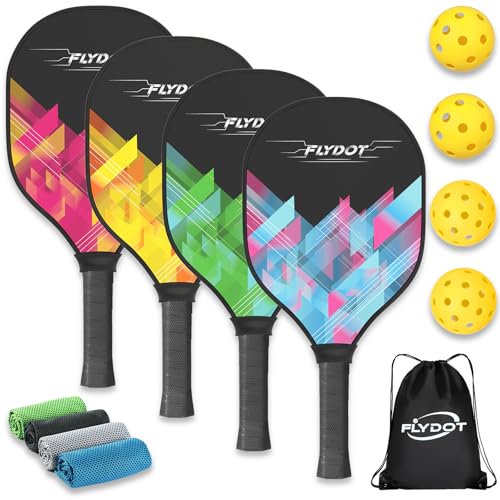 Pickleball Paddles Set of 4,USAPA Approved,4 Indoor&Outdoor Balls, Carrying Bag, 4 Cooling Towels,4 Pack Paddles,Pickleball Paddles,Gifts for Beginner&Pro