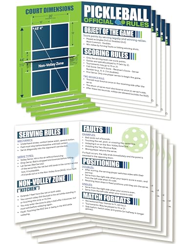 Pickleball Rules Card Set of 5 – Laminated 5.5" x 4.25" Bi-Fold