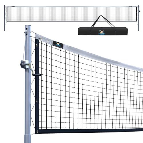 In-Ground Pickleball Net System – Heavy-Duty Fixed Net with Hand Crank Tension, Pulley Alignment, All Hardware Included | Meets USAPA Regulation Height (36” Ends / 34” Center) | Professional Grade