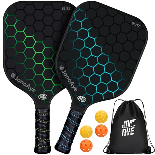 JoncAye Pickleball Paddles Set of 2 Lightweight Rackets USAPA Approved