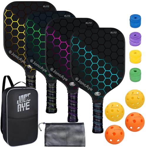 JoncAye Pickleball Paddles Set of 4 USAPA Approved Fiberglass Rackets