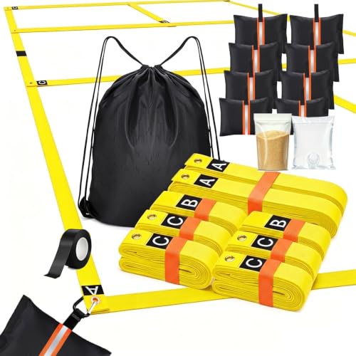 Pickleball Lines for Court Portable Pickleball Court Marking Kit Includes 8 Zip Sandbags 8 Water Bags 1 Tape Stable Setup on Multiple Surfaces Standard Size for Outdoor Indoor Gym Tennis Parking Lots